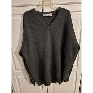 Piccadilly Men's 3X Tall Gray V Neck Lambswool‎ Blend Sweater